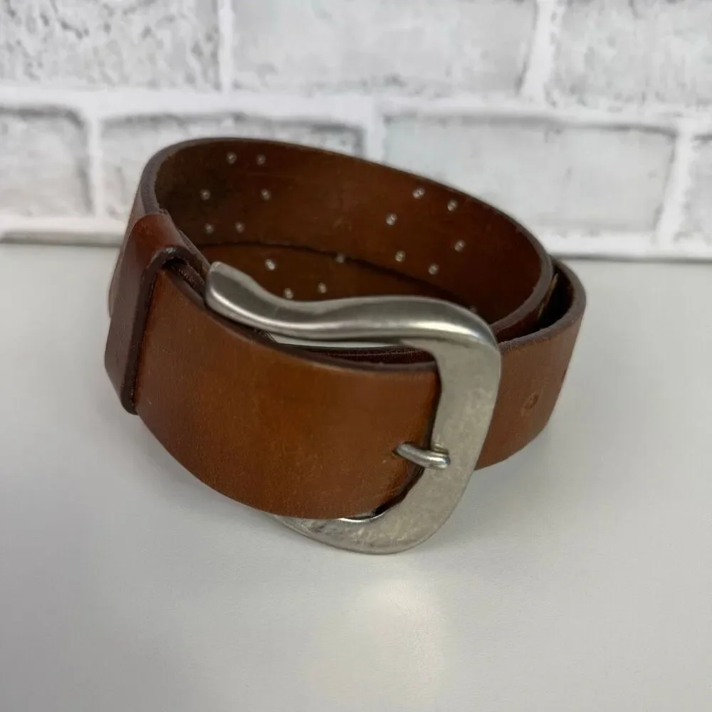 GAP Floral Patch Italian Leather Belt Size 34